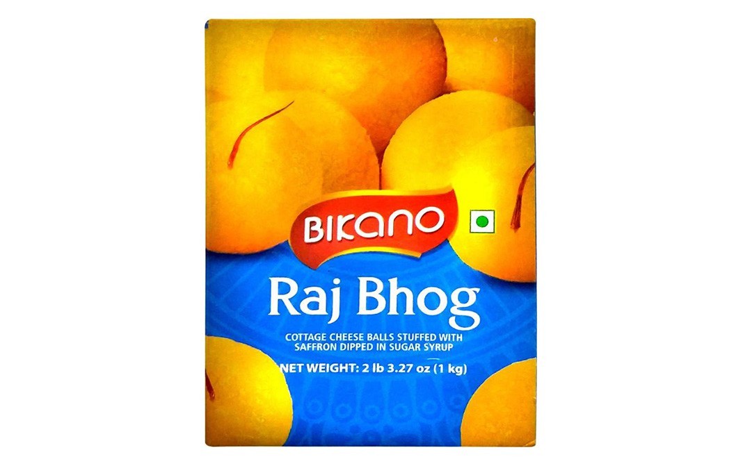 Bikano Raj Bhog (Cottage Cheese Balls Stuffed with Saffron Dipped in Sugar Syrup)   Box  1 kilogram